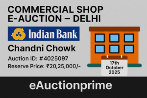 Indian Bank | eAuctionprime | 17-10-2025 11:00 AM | eAuction Commercial Shop in Chandni Chowk | Delhi Indian Bank | eAuctionprime | 17-10-2025 11:00 AM | eAuction Commercial Shop in Chandni Chowk | Delhi